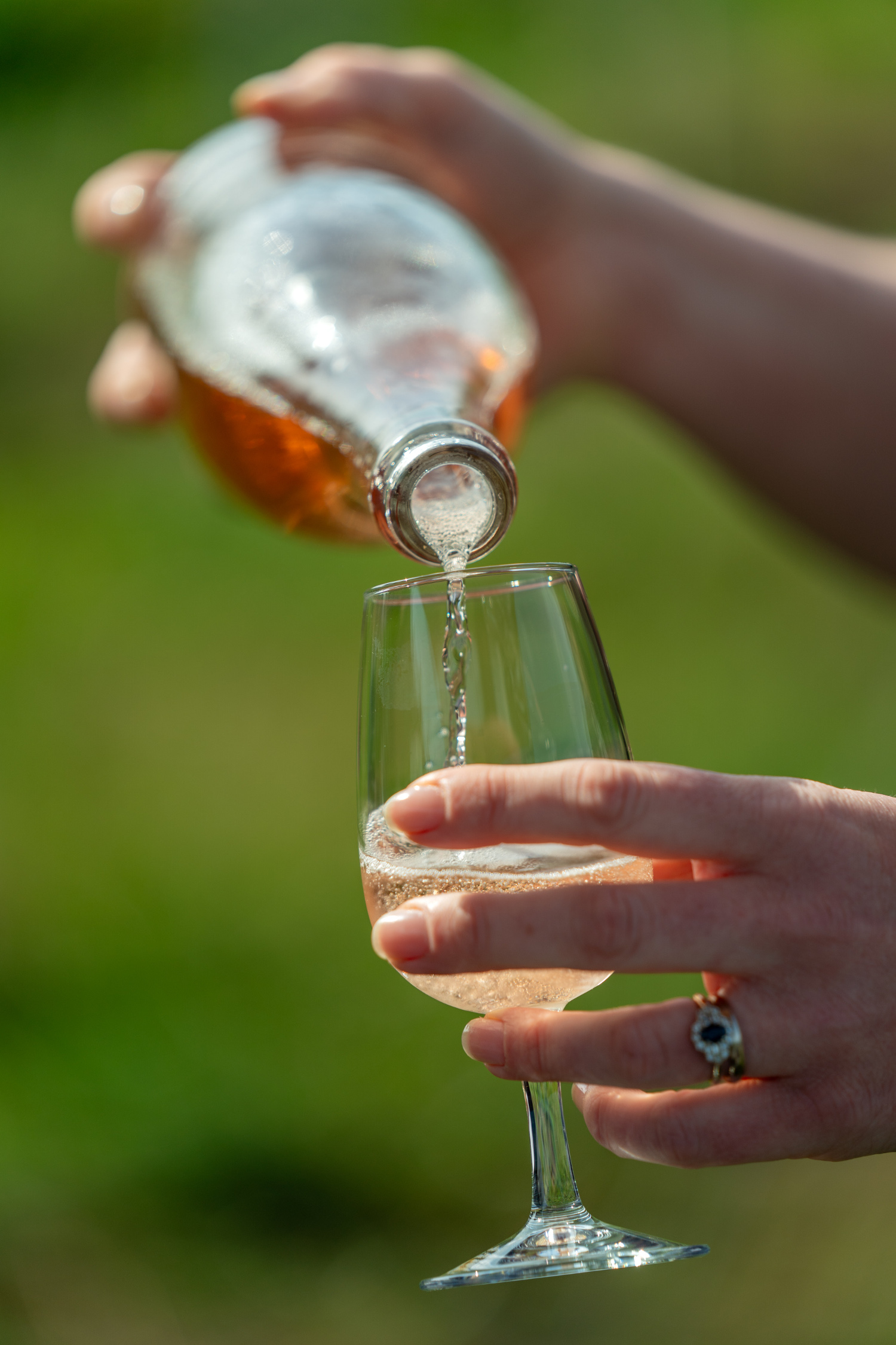 Enjoying a glass of sparkling Welsh rosé Welsh sparkling rosé